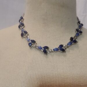 Elegant Bright Blue & Silvertone 17" Necklace 60's Mid-century